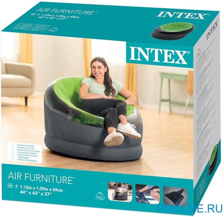 Надувное кресло INTEX Empire 112 x 109 x 69 см, цвет зеленый, артикул 66582-G