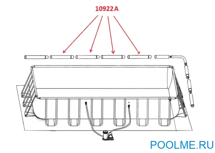 Горизонтальная балка (B) INTEX Ultra Frame 549 х 274 х 132 см, артикул 10922