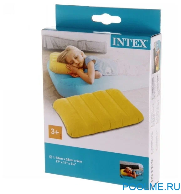 Надувная подушка INTEX 43 x 28 x 9 см, желтая, артикул 68676-Y