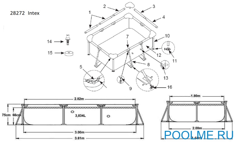 Бассейн INTEX 28272, 300 x 200 x 75 см