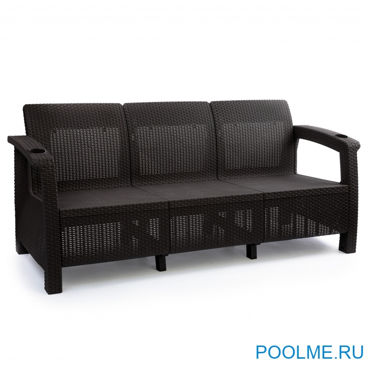Диван из искусственного ротанга без подушки 3 места