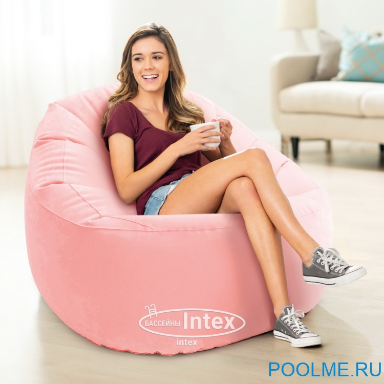 Надувное кресло INTEX Beanless Bag 112 x 104 x 74 см, розовый, артикул 68590-P