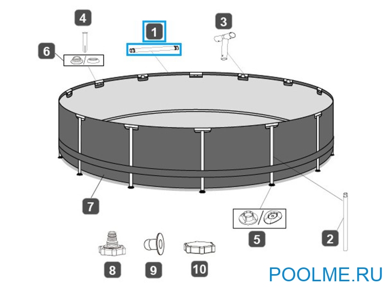 Горизонтальная балка Bestway для бассейна Steel Pro Max 427/457с высотой от 84 до 122 см, артикул P05441 Горизонтальная балка Bestway для бассейна Steel Pro Max 427/457с высотой от 84 до 122 см, артикул P05441