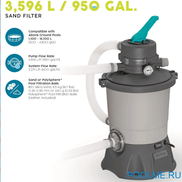 Песочный фильтр Bestway 58515 - 3596 л/ч Песочный фильтр Bestway 58515 - 3596 л/ч