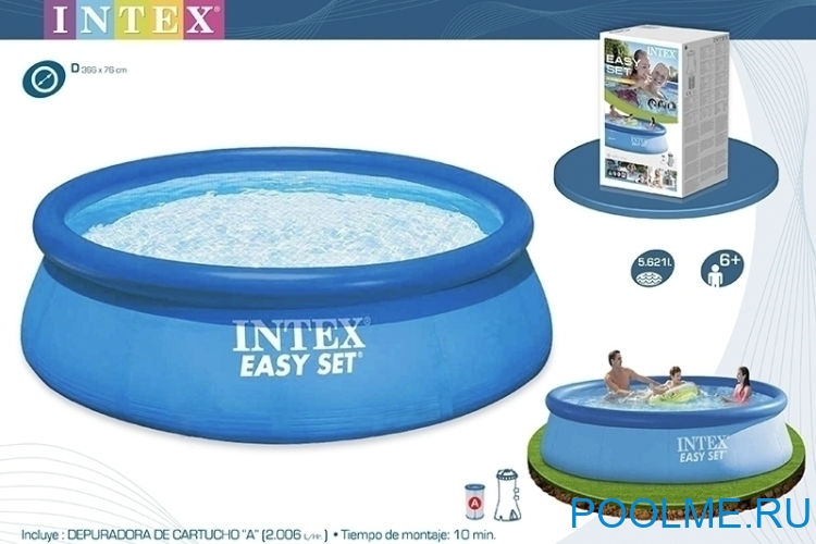 Надувной бассейн INTEX 28132 Easy Set, размер 366 x 76 см