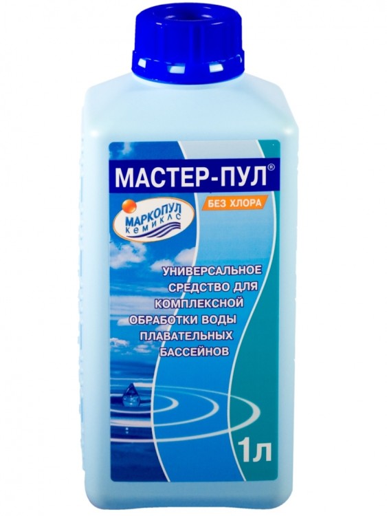 Бесхлорное универсальное жидкое средство «4 в 1» Мастер-пул 1 л, артикул 41000