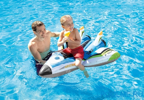 Надувная игрушка-наездник INTEX &quot;Космический самолёт&quot; с разбрызгивателем, голубой, артикул 57536-B