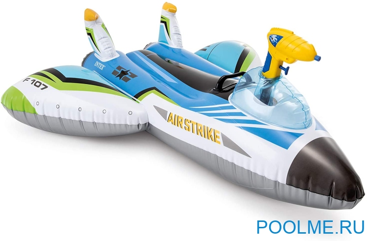 Надувная игрушка-наездник INTEX "Космический самолёт" с разбрызгивателем, голубой, артикул 57536-B Надувная игрушка-наездник INTEX "Космический самолёт" с разбрызгивателем, голубой, артикул 57536-B