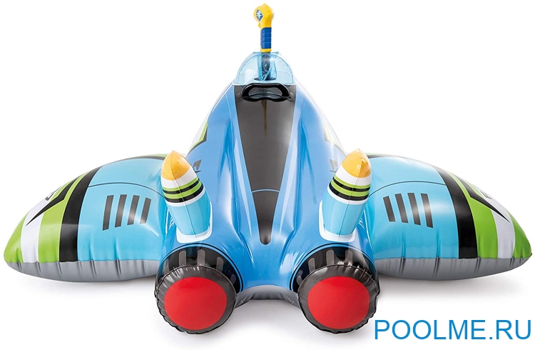 Надувная игрушка-наездник INTEX "Космический самолёт" с разбрызгивателем, голубой, артикул 57536-B Надувная игрушка-наездник INTEX "Космический самолёт" с разбрызгивателем, голубой, артикул 57536-B
