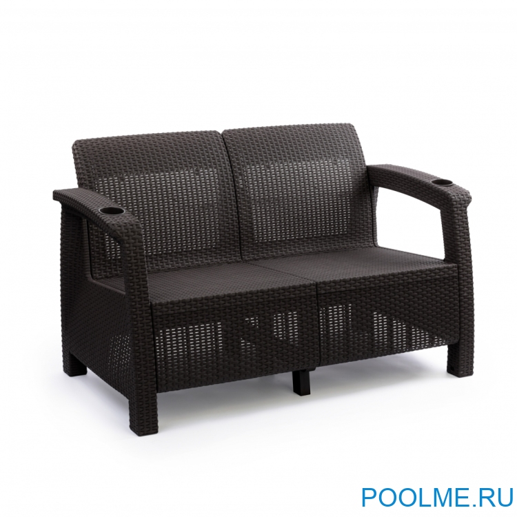 Диван из искусственного ротанга без подушки 2 места