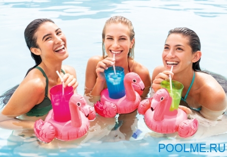 Надувной плавающий держатель для напитков INTEX "Фламинго", 28 x 25 x 20 см, комплект из 3 шт, артикул 57500