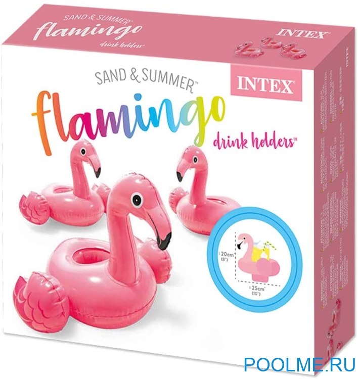 Надувной плавающий держатель для напитков INTEX "Фламинго", 28 x 25 x 20 см, комплект из 3 шт, артикул 57500