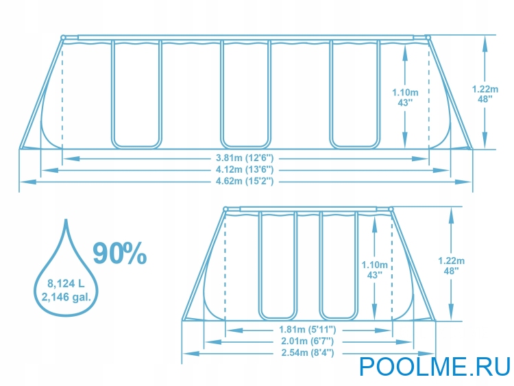 Бассейн Bestway 56456, 412 x 201 x 122 см