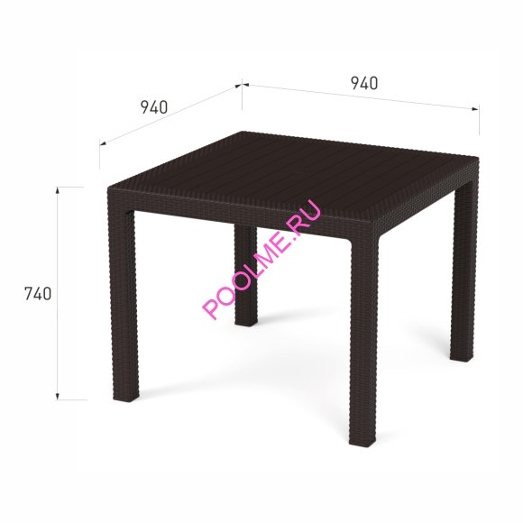 Стол "Ротанг-плюс" 94 х 94 х 74 см, артикул 7842