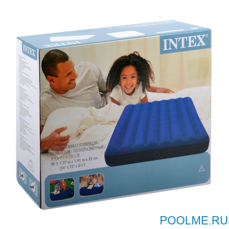 Матрас INTEX надувной 137 x 191 x 22 см, без насоса, артикул 68758