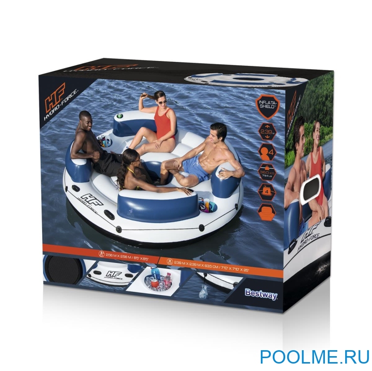 Надувной плот Bestway Hydro-Force Lazy Dayz на 4 человека 239 х 239 см, артикул 43536 Надувной плот Bestway Hydro-Force Lazy Dayz на 4 человека 239 х 239 см, артикул 43536