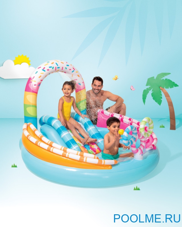 Надувной игровой центр INTEX Candy Fun с горкой, артикул 57144 Надувной игровой центр INTEX Candy Fun с горкой, артикул 57144