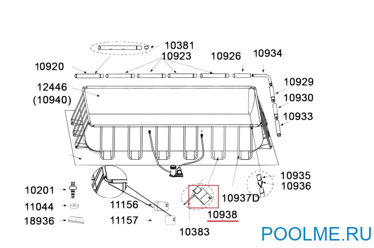 Крепительная планка INTEX для U-балок каркасных бассейнов Ultra Frame, артикул 10938А