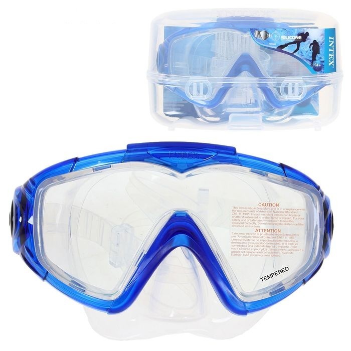 Маска для плавания INTEX "Silicone Aqua Pro" синий, артикул 55981-C