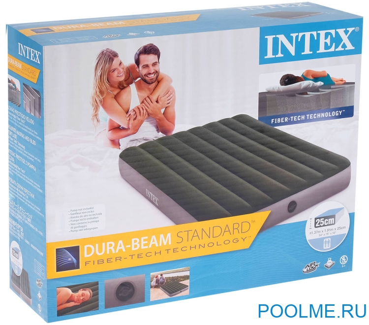 Надувной матрас INTEX 137 x 191 x 25 см, без насоса, артикул 64108