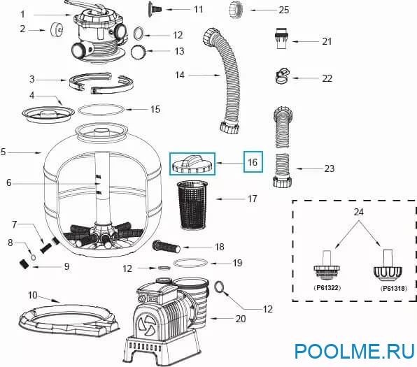 Крышка для песочного фильтра Bestway, арт. P6561ASS16 Крышка для песочного фильтра Bestway, арт. P6561ASS16