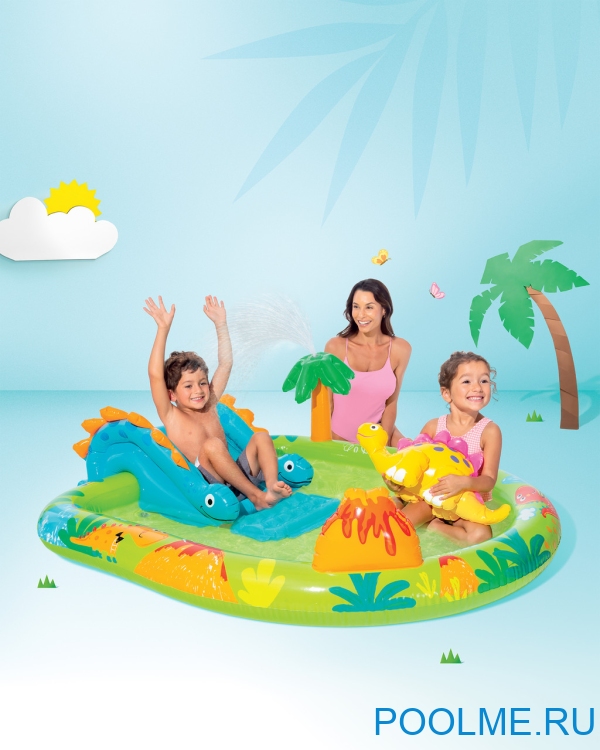 Надувной игровой центр INTEX Little Dino с горкой, артикул 57166 Надувной игровой центр INTEX Little Dino с горкой, артикул 57166