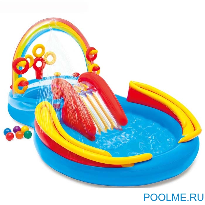 Надувной игровой центр INTEX "Радуга" 297 x 193 x 135 см, артикул 57453 Надувной игровой центр INTEX "Радуга" 297 x 193 x 135 см, артикул 57453