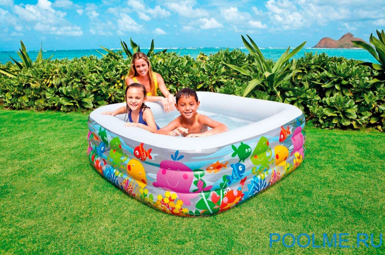 Детский бассейн INTEX "Аквариум" 159 x 159 x 50 см, артикул 57471 Детский бассейн INTEX "Аквариум" 159 x 159 x 50 см, артикул 57471