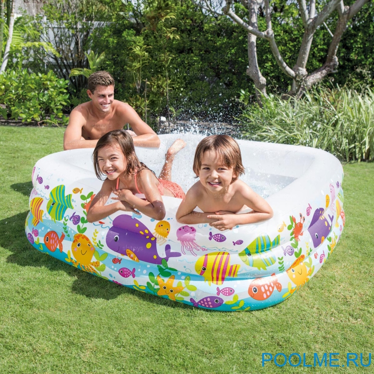 Детский бассейн INTEX "Аквариум" 159 x 159 x 50 см, артикул 57471 Детский бассейн INTEX "Аквариум" 159 x 159 x 50 см, артикул 57471
