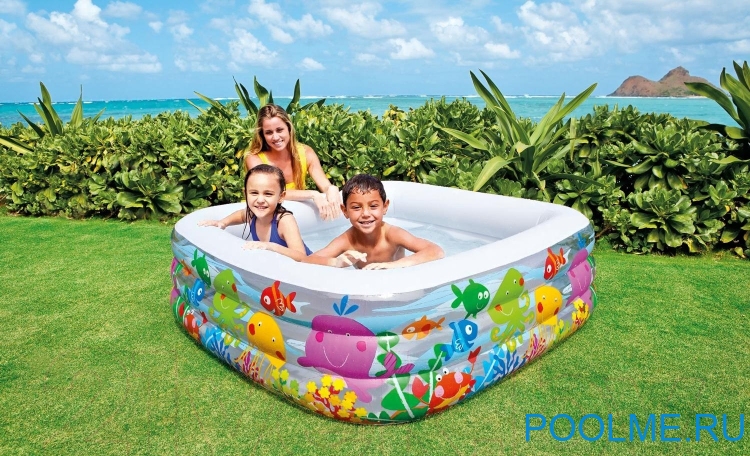 Детский бассейн INTEX "Аквариум" 159 x 159 x 50 см, артикул 57471 Детский бассейн INTEX "Аквариум" 159 x 159 x 50 см, артикул 57471