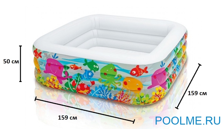 Детский бассейн INTEX "Аквариум" 159 x 159 x 50 см, артикул 57471 Детский бассейн INTEX "Аквариум" 159 x 159 x 50 см, артикул 57471