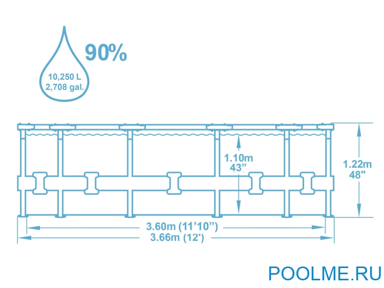 Бассейн Bestway 5614S, 366 x 122 см