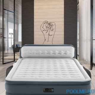 Кровать INTEX надувная 152 x 236 x 86 см с спинкой, встроенный насос 220V, артикул 64448