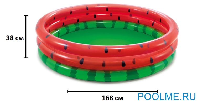 Детский бассейн INTEX "Арбуз" 168 x 38 см, артикул 58448 Детский бассейн INTEX "Арбуз" 168 x 38 см, артикул 58448