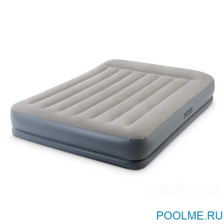 Кровать INTEX надувная 152 x 203 x 30 см с подголовником, встроенный насос 220V, артикул 64118