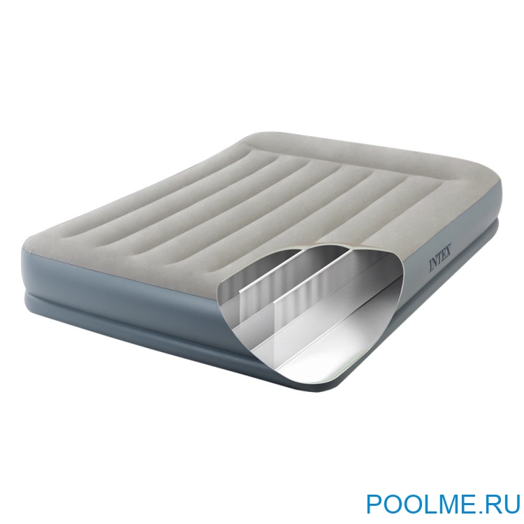 Кровать INTEX надувная 152 x 203 x 30 см с подголовником, встроенный насос 220V, артикул 64118