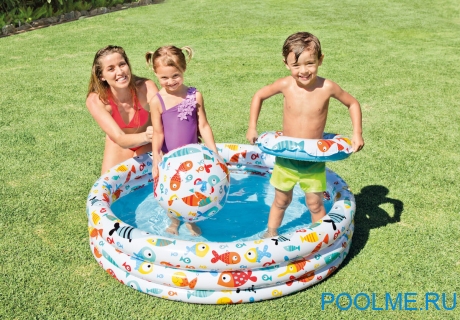 Детский бассейн INTEX "Весёлые рыбки" с мячом и кругом 132 x 28 см, артикул 59469