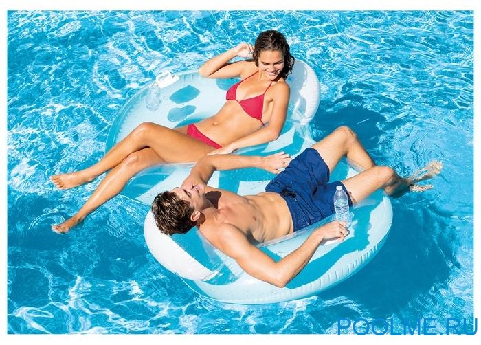 Надувное кресло-круг INTEX "Волна" 2-х местное 198 x 117 см, артикул 56800