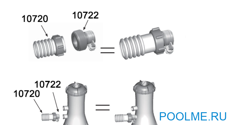 Соединительный шланг с гайками INTEX (диаметр 38 мм, длина 1 м) , артикул 10720