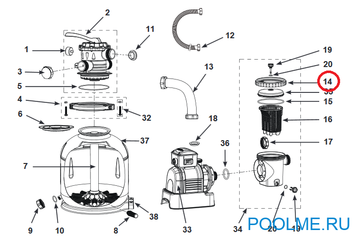 Кольцо с резьбой INTEX предфильтра 26648/26652, артикул 11479 Кольцо с резьбой INTEX предфильтра 26648/26652, артикул 11479