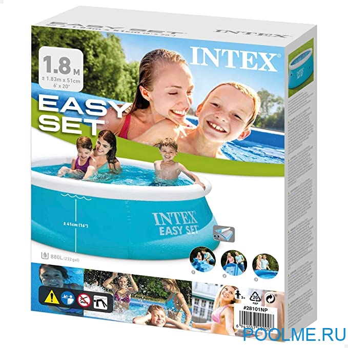 Надувной бассейн INTEX 28101 Easy Set, размер 183 x 51 см