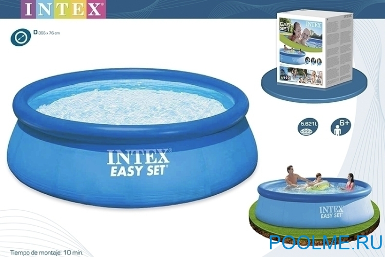 Надувной бассейн INTEX 28130 Easy Set, размер 366 x 76 см