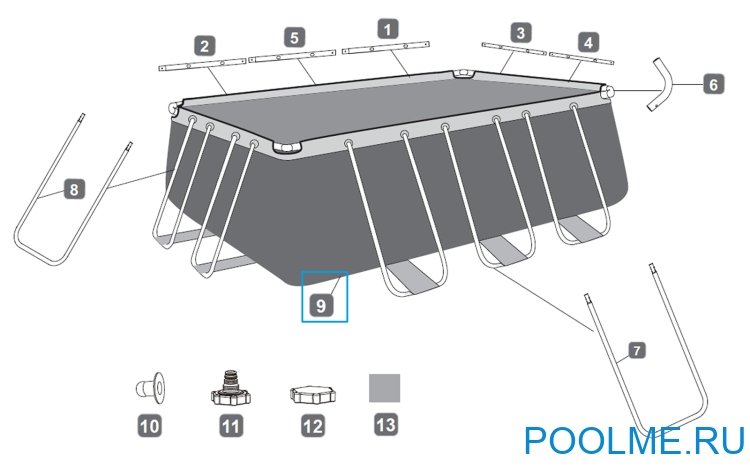 Чашковый пакет Bestway к каркасному бассейну 4,12 х 2,01 х 1,22 м, арт. P07311