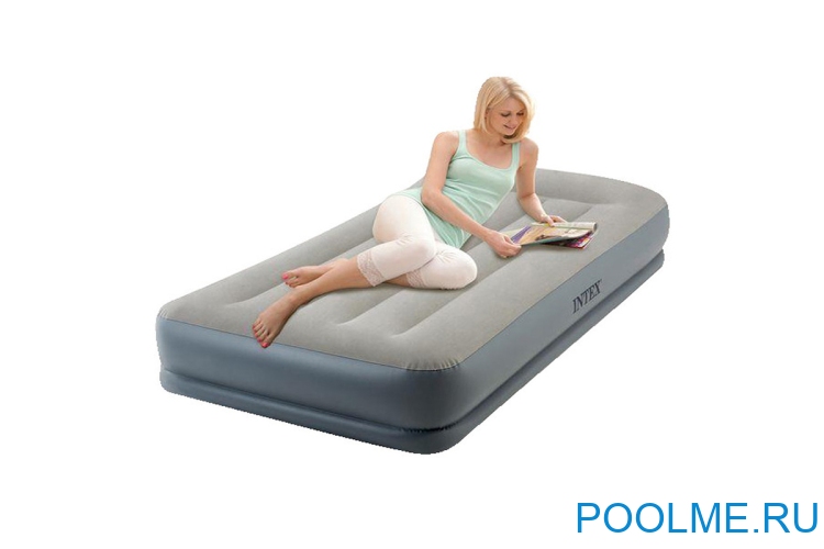 Кровать INTEX надувная 99 x 191 x 30 см с подголовником, встроенный насос 220V, артикул 64116