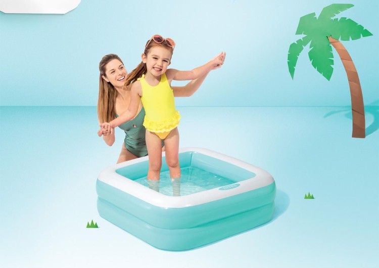 Надувной детский бассейн INTEX Play Box - голубой 86 х 86 х 25 см, артикул 57100