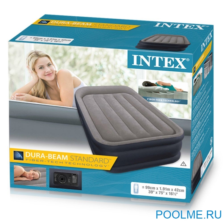 Кровать INTEX надувная 99 x 191 x 42 см, встроенный насос 220V, артикул 64132