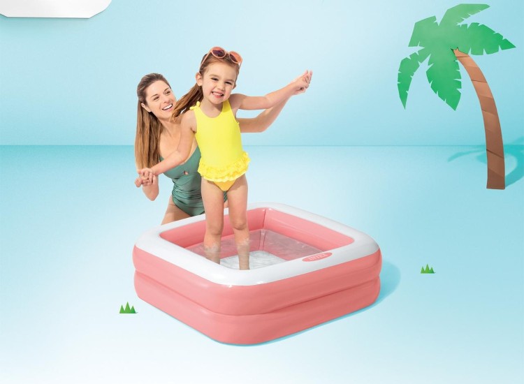 Надувной детский бассейн INTEX Play Box - розовый 86 х 86 х 25 см, артикул 57100