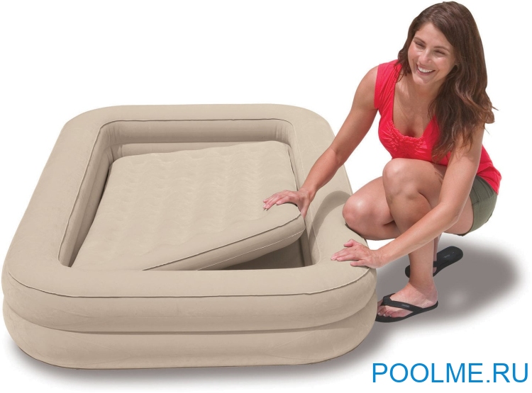 Кровать INTEX надувная Kidz Travel Bed Set 168 x 107 x 25 с насосом, артикул 66810