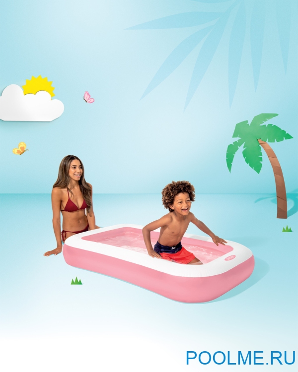 Надувной детский бассейн INTEX "Розовый" 166 х 100 х 25 см, артикул 58423 Надувной детский бассейн INTEX "Розовый" 166 х 100 х 25 см, артикул 58423