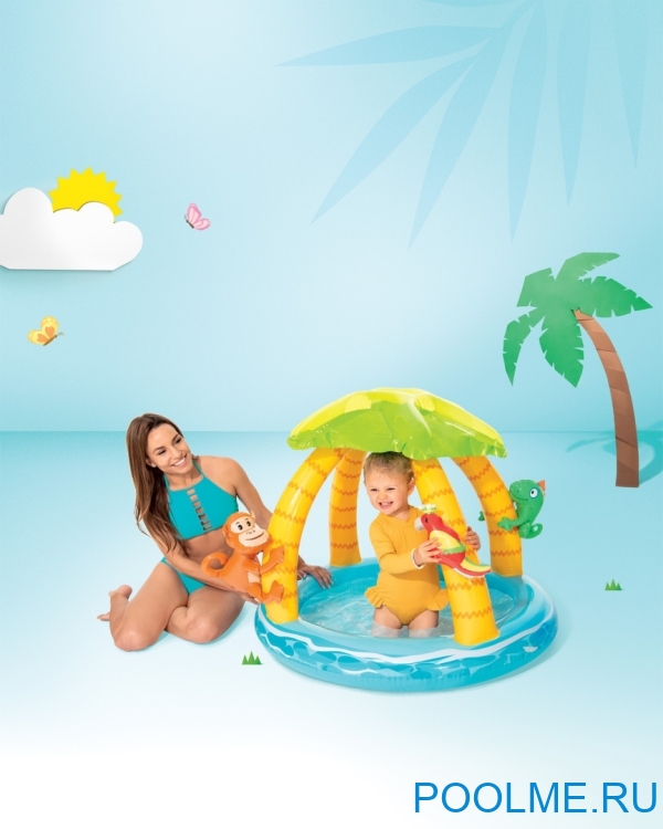 Надувной детский бассейн INTEX "Тропический остров" 102 x 86 см, артикул 58417